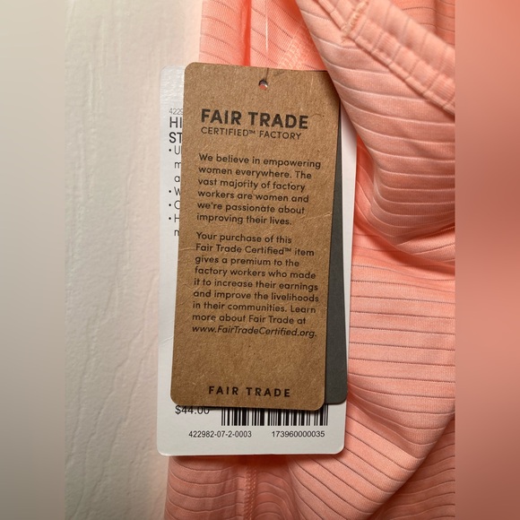 Athleta 🟣 NWT Size Medium High Neck Shadow Stripe Chi Tank in Energetic Peach - Picture 9 of 11